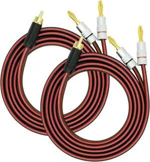 Yuchenfeng 2Pack RCA Plug to 2 Banana Plugs Speaker Wire Banana Plugs to RCA Plug Speaker Cable 4N OFC 14AWG Pure Copper Gold Plated Plug. 16.4FT