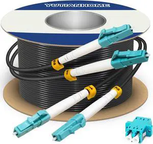 YUTIANHOME 75 Meters Armored Fiber Patch Cable OM3, LC to LC Fiber Optic Cable Cord 10GB/Gigabit Multimode Jumper Duplex 50/125um, Multi Mode Outdoor OM3 LC Fiber 250 Foot