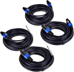 Yuyaokk 2Pack 50 ft Speakon to Speakon Cables & 2Pack 50 ft Speakon to 1/4 Speaker Cables