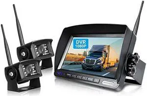 ZEROXCLUB 1080P FHD Digital Wireless Backup Camera System Kit for RV/Truck/Trailer/Van/Bus,Night Vision,7inch HD LCD Monitor,IP69 Waterproof Rear View Camera No Interference Record-HW02