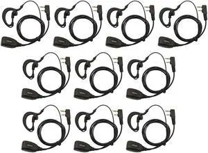 Walike Talkie Earpiece with Mic G Shape Adjustable Volume Headset Compatible with Kenwood BF-888S UV-5R Retevis H-777 RT22 Puxing Wouxun(10 Pack)