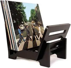 ZonsWorld - Vinyl Record Holder Storage - Display Up to 50 Albums, Fits 7" and 12" Records or LPs - Music Record Storage and Organizer - Black Bamboo