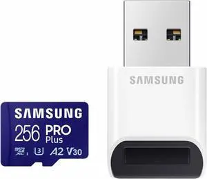 SAMSUNG PRO Plus microSD Memory Card + Reader, 256GB MicroSDXC, Up to 180 MB/s, Full HD & 4K UHD, UHS-I, C10, U3, V30, A2 for Android Phones, Tablets, GoPRO, DJI Drone, MB-MD256SB/AM, 2023 SAMSUNG PRO Plus microSD Memory Card + Reader, 256GB MicroSDXC, Up to 180 MB/s, Full HD & 4K UHD, UHS-I, C10, U3, V30, A2 for Android Phones, Tablets, GoPRO, DJI Drone, MB-MD256SB/AM, 2023