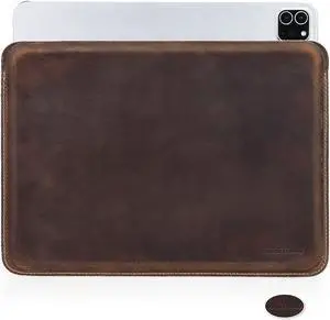 CataPurus Top Grain Leather 11" Sleeve Slim Protector Case for Tablet, Solid Vintage Design, Fully Handmade, Compatible with 10.5"/10.9"/11" iPad Pro/Air, 10.2" iPad 7th/8th/9th Gen, Coffee 11 Inch