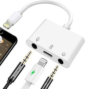 Ceotsak iPhone Microphone Adapter for Live-Streaming Lightning to Microphone & 3.5mm Headphone Adapter with Charging Port iPhone Audio & MIC Splitter Compatible for iPhone 14 13 12 11 X