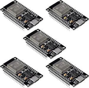 5PCS ESP32 Type C Development Board ESP32S Type-C USB WiFi + Bluetooth ESP-WROOM-32 CH340C 2.4GHz Dual Core WiFi NodeMCU Processor Microcontroller ESP32-DevKitC-32