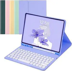 iPad Air Air2 iPad 5 iPad 6 Pro 9.7'' Keyboard Cover iPad 6th 5th Generation 9.7'' Color Bluetooth Keyboard Magnetic Detachable Cute Round Keycaps(iPad Air/Air2/iPad5/iPad6/Pro9.7, Purple)