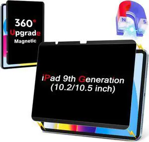 ZOEGAA iPad 9th Generation Privacy Screen Protector, Privacy Screen Protector for iPad 9th 8th 7th Generation (10.2/10.5 Inch, 2021/2019), Magnetic Removable & Reusable Anti Blue Light Glare Filter