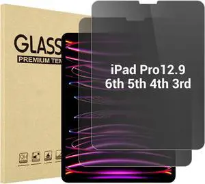 ProCase 2 Pack for iPad Pro 12.9 6th 5th 4th 3rd 2022 2021 2020 2018 Privacy Screen Protector, Anti-Spy Tempered Glass Film Guard for iPad Pro 12.9" 6 5 4 3 Generation
