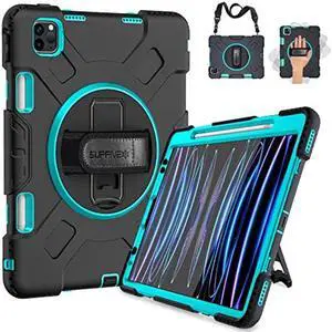 SUPFIVES Case for iPad Pro 11 inch (2022/2021/2020), Upgraded Military Grade Shockproof Protector iPad Pro 11 4th Gen Cover Pencil Holder+ Handle+ Shoulder Strap+ Rotating Kickstand, Mint Green