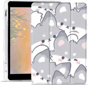 JOYLAND Cute Animal Pad Case for 10.9 Inch iPad Air 4 2020/iPad Air 5 2022 with Pencil Holder, Clear TPU Foldable Smart Stand Back Cover, Auto Wake/Sleep Shockproof Protective Case