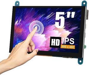 JUZITAO 5 Inch IPS LCD Touch Screen Display Panel Monitor 800x480 Capacitive Screen HDMI Monitor for Raspberry Pi 4 3B+ BB Black Windows 10 8 7 PC