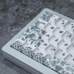 REDQIN 90% PBT Keycaps - Paisley Keycaps Dry Sub Cherry Profile 140 Keys Translucent Custom Keycaps Set for Mechanical Keyboard Keycaps (White Paisley Keycaps)