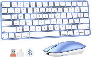 MEETION Wireless Bluetooth Keyboard and Mouse for Mac, Multi Device Quiet Slim Rechargeable Low Profile Apple Layout Magic Keyboard Mouse for iPad, iPhone, iMac, MacBook Air/Pro, for Mac/iPadOS Blue