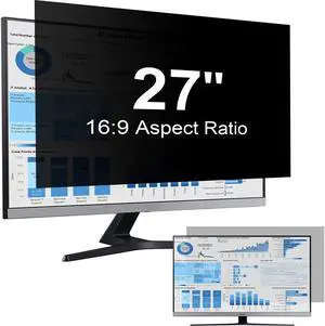 Mamol 27 Inch Computer Privacy Screen Filter for 16:9 Aspect Ratio Widescreen Monitor - Removable Computer Screen Privacy Shield and Anti Glare Blue Light Filter, Anti-Scratch Screen Protective Film