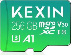 KEXIN 256GB Micro SD Card with Adapter - Up to 90MB/s 4K, V30, A1, C10, 4K UHD High Speed microSDXC UHS-I Memory Card Compatible with Action Camera Drone Game Console Smartphone Tablet,256 G,Single