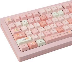 GEKUCAP Cute Pink PBT Keycaps 132 Keys Custom Keycaps Cherry Profile Dye Sublimation Keycaps Set for Cherry Gateron MX Swithes Mechanical Keyboards(Flower Letterhead Theme)