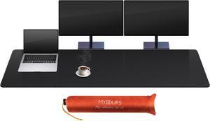 Mydours PU Leather Desk Pad, Ultra Large 67"x16" Desk Mat Desktop Protector Waterproof Mouse Pad Blotter Easy Clean with Suede Base, for Office Home Decor Keyboard and Mouse (Black)