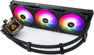 Thermalright FW 360 Black ARGB V2-360mm AIO CPU Liquid Cooler,IPS LCD Screen with 320 * 240 Resolution,for AM5/Intel LGA1700,'2.4 inch'Magnet-Absorbent LCD Screen for Images -Black