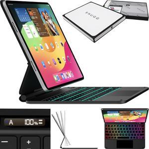 Snugg iPad Pro 13 Case with Keyboard (M4) with Apple Pencil Holder & Live Battery Display - Wireless Bluetooth Backlit Magic Keyboard 13 Case for iPad Pro 13 inch Case 2024 with Keyboard - Black