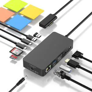 Microsoft Surface Dock HDMI+VGA with Power Adapter, 11 in 1 Surface Docking Station for Microsoft Surface Pro 11/10/9/8/X/7/6/5/4/3, Surface Laptop 7/6/5/4/3/2/1,Surface Laptop Go 3/2/1,Book 3/2/1