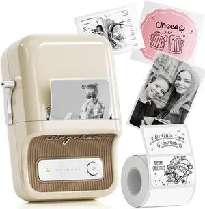 NIIMBOT B21 Label Maker, 2 Inch Portable Thermal Label Printer, Label Maker Machine with Tape, Compatible with Android, iOS & PC,Labeling for Home Storage Office and Small Business,Off-White