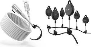 KIWI design 16FT Link Cable and 6 Packs VR Cable Management Compatible with Quest 3, Quest 2/Pro/Pico 4