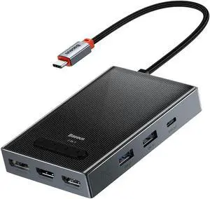 Baseus Docking Station, Quadruple Display 8K@30Hz DisplayPort & 4k HDMI, VGA, USB A 3.0 Ports, USB C 20W Output, 100W PD, USB C Docking Station Compatible for Dell/HP/Mac/Microsoft/ASUS and More