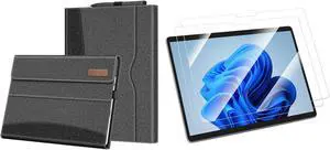 Fintie Case for 13 Inch Microsoft Surface Pro 11 / Pro 10 / Pro 9 - Multiple Angle Viewing Portfolio Business Cover with Pocket + Tempered Glass Screen Protector for Microsoft Surface Pro 11/10/9/8/X