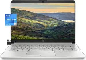 HP 2022 Newest Laptop Computer, 14" HD Display, Quad-Core Intel Pentium N5030 (Upto 3.1GHz), 8GB RAM, 128GB SSD, HD Webcam, HDMI, Bluetooth, WiFi, RJ-45, 1-Year Office 365, Win10 S+MarxsolCables