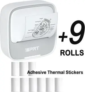 iDPRT S1 Mini Printer with 9 Rolls Thermal Sticker Paper Bundle