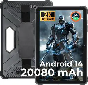 HOTWAV R9 Pro 2024 Rugged Android 14 Tablet - 2K 11 Inch 20080mAh Waterproof Tablet, 20GB+256GB/2TB SD Outdoor Tablet, 64MP+16MP Camera IP68&IP69K/Dual SIM 4G/WiFi 5/Face ID, GPS/OTG/Camping Lantern