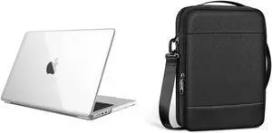 Fintie Bundle: Hard Shell Case for MacBook Air 13.6 Inch A2681 A3113 (2022 2023 2024 Release) + 13.3" Laptop Shoulder Bag Briefcase with Luggage Strap