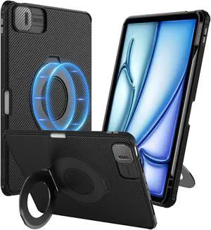 Nillkin for iPad Air 11 inch M2 2024 & iPad Air 6th/ 5th/ 4th Generation Case, Adjustable Portrait/Landscape Magnetic Stand,with Pencil Holder, Sliding Camera Cover,no Built-in Screen Protector