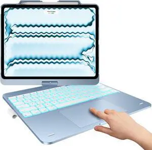 typecase Keyboard Case for iPad Pro 13-inch (M4, 2024) & iPad Air 13-inch (M2), Trackpad, 360deg Rotatable, Wireless Keyboard, 11-Colors Backlit for iPad Pro 12.9 (6th/5th/4th/3rd Gen), Pale Blue