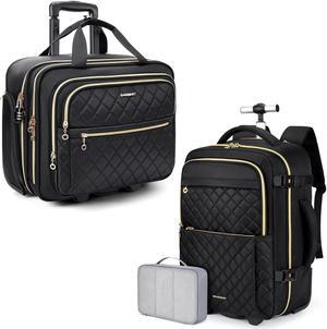 BAGSMART Rolling Laptop Bag Women+ Rolling Backpack for Women, Wheeled Backpack with Packing Cube, Rolling Briefcase Fits 15.6 Inch Laptop, Underseat Carry On Luggage