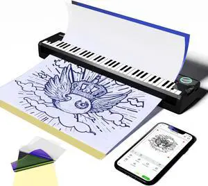 PeriPage P90-Pino Wireless Tattoo Stencil Printer, Thermal Tattoo Machine with Inkless Tech, Inspired by Piano Design Portable Tattoo Printer Kit Compatible with Phone, Pad & PC