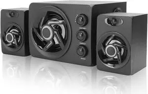 Passive Bookshelf Speakers for PC Computer, 2.1 Channel Home Stereo Theater Speakers, Treble and Bass Adjustable 3D Surrounding Speaker, 3.5mm AUX