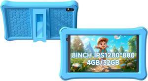 Kids Tablet 8 inch Toddler Tablet Android Kids Tablet 4GB RAM 32GB ROM 8 inch IPS Touchscreen 1280x800, Iwawa and Parental Controls Kids Tablet , WiFi, Dual Camera, Bluetooth, Shockproof Case