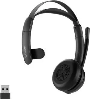 NUROUM Wireless Headset with Mic for Work, Trucker Bluetooth Headset with Noise Cancelling Microphones, Single Ear, Dongle, Multi-Point/Mute, 45H Playback for Call Center/Work from Home/Office HP31SU