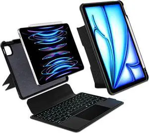 baaaq Keyboard case Compatible for iPad Air 11 inch (M2) 2024,iPad Pro 11 inch (4th/3rd/2nd/1st Gen),10.9" iPad Air 5/4, Magnetic Detachable Kickstand case with Bluetooth Backlit Trackpad Keyboard