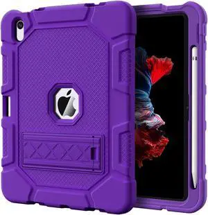 Azzsy Case for iPad 10th Generation 10.9 Inch 2022, [Built-in Pencil Holder] Heavy Duty Shockproof Rugged Protective Case for iPad 10.9 Inch 2022 Release, Purple