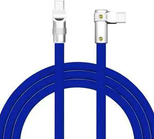 chubbycable FlexElbow Pro - 90deg Design 100W Fast Charge Cable Ultra-Thick Silicone Right Angle USB C Cable Universal Phone Tablets Charging Cord, Dark Blue, Type-C to Type-C, 8.5FT