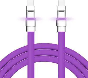 chubbycable Neon Chubby - Fast Charge Cable with Smart Light RGB Color Gradual Light Up LED USB Charging Cable, Purple, Type-C to Type-C, 9.8 FT