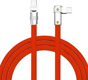 chubbycable FlexElbow Pro - 90deg Design 100W Fast Charge Cable Ultra-Thick Silicone Right Angle USB C Cable Universal Phone Tablets Charging Cord, Red, Type-C to Type-C, 9.8FT