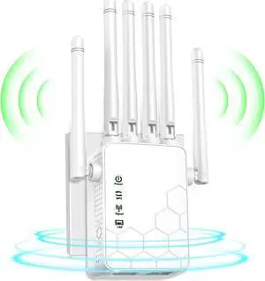2024 Fastest WiFi Extender Signal Booster,WiFi Booster with 6 Antennas 360deg Full Coverage Up to 1680 Sq.ft and 45 Devices,with 2 Ethernet Port,Quick Setup.