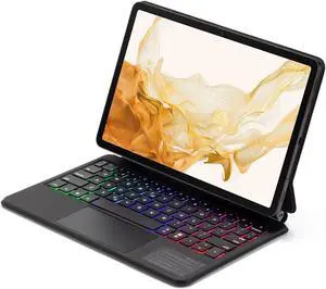 Dejeen Keyboard Case for Samsung Galaxy Tab S7FE/S7+/S8+/S9FE+/S9+, Strong Magnetic Detachable Wireless Keyboard for Tablet(Black,12.4inch)
