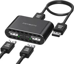 DGYBDFC DisplayPort to Dual DisplayPort Splitter Dual 4K120Hz or 4K144Hz+4K60Hz Extend/Copy Display Display Port Splitter SST/MST DP to Dual DP Splitter for 2 Monitors (MacOS Only Supports SST Mode)