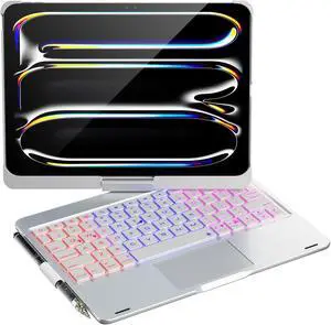 doqo iPad Pro 11 inch Case with Keyboard (M4, 2024),Keyboard case for iPad Pro 11 2024 with Multi-Touch Trackpad, 7 Colors Backlight & 360degRotatable,Thin&Light for iPad Pro 11 5th A2836, A2837
