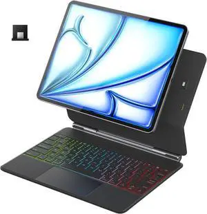 doqo Auto-Connect Keyboard Case for iPad Air 13(M2/M3) 2024 2025, iPad Pro 12.9(6th,5th,4th,3rd Gen),iPad Magic Style Keyboard Case with (No Bluetooth&Charging Required), trackpad Slim 7color Backlit